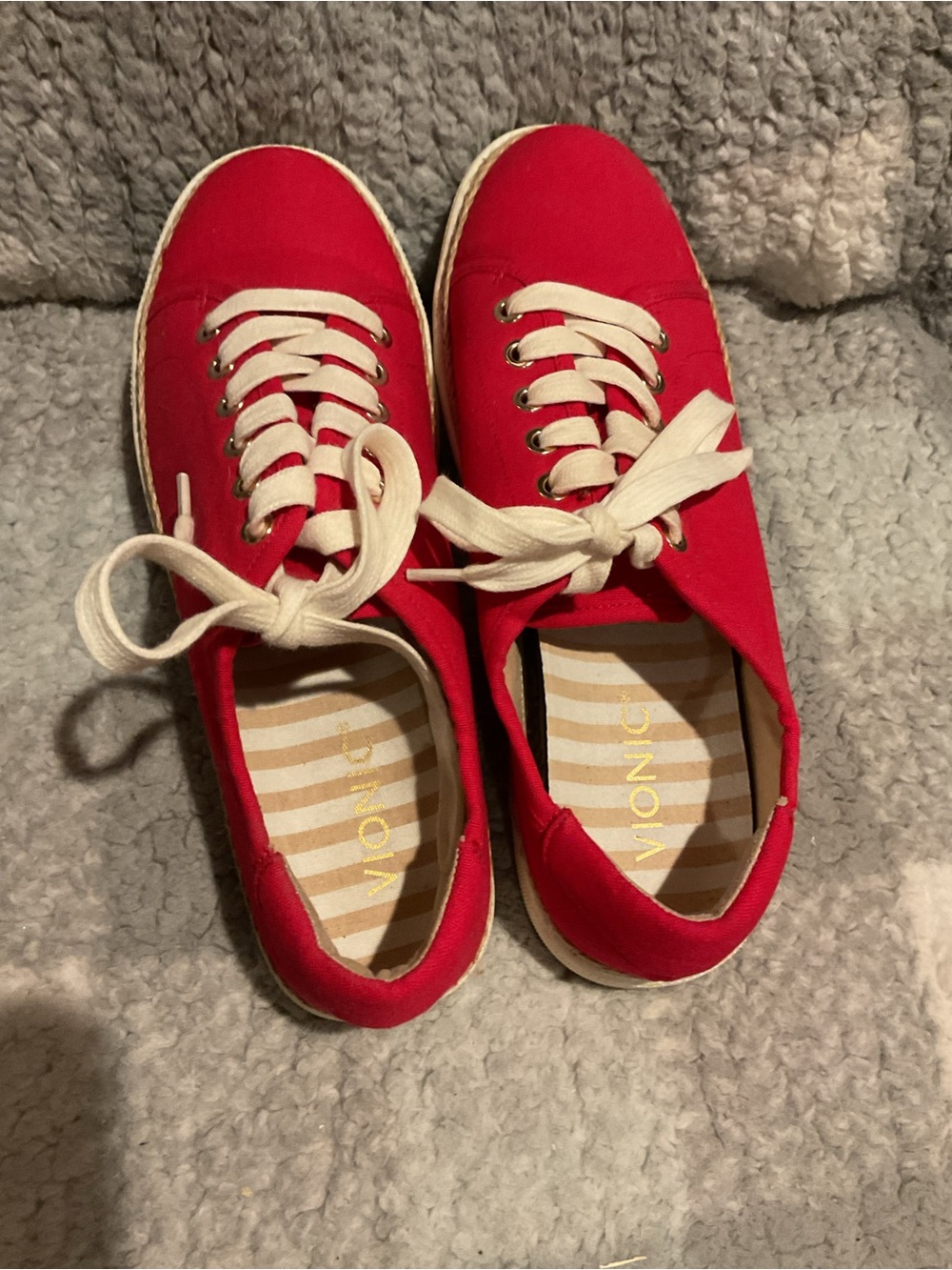 Vionic Red Canvas Sneakers with Cream Laces